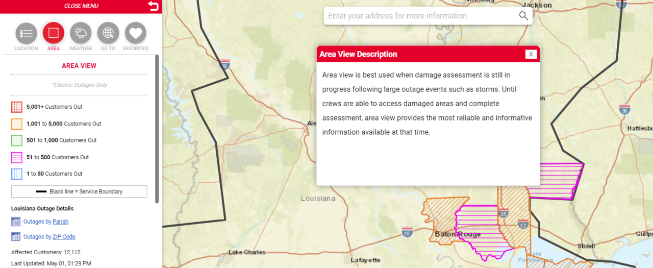 How to use the Outages map Entergy Storm Center